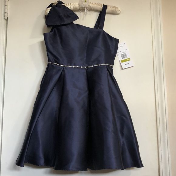 Rare Editions Big Girls Asymmetrical-Neckline Fit-And-Flare Dress, NWT Size 14 - Picture 7 of 12